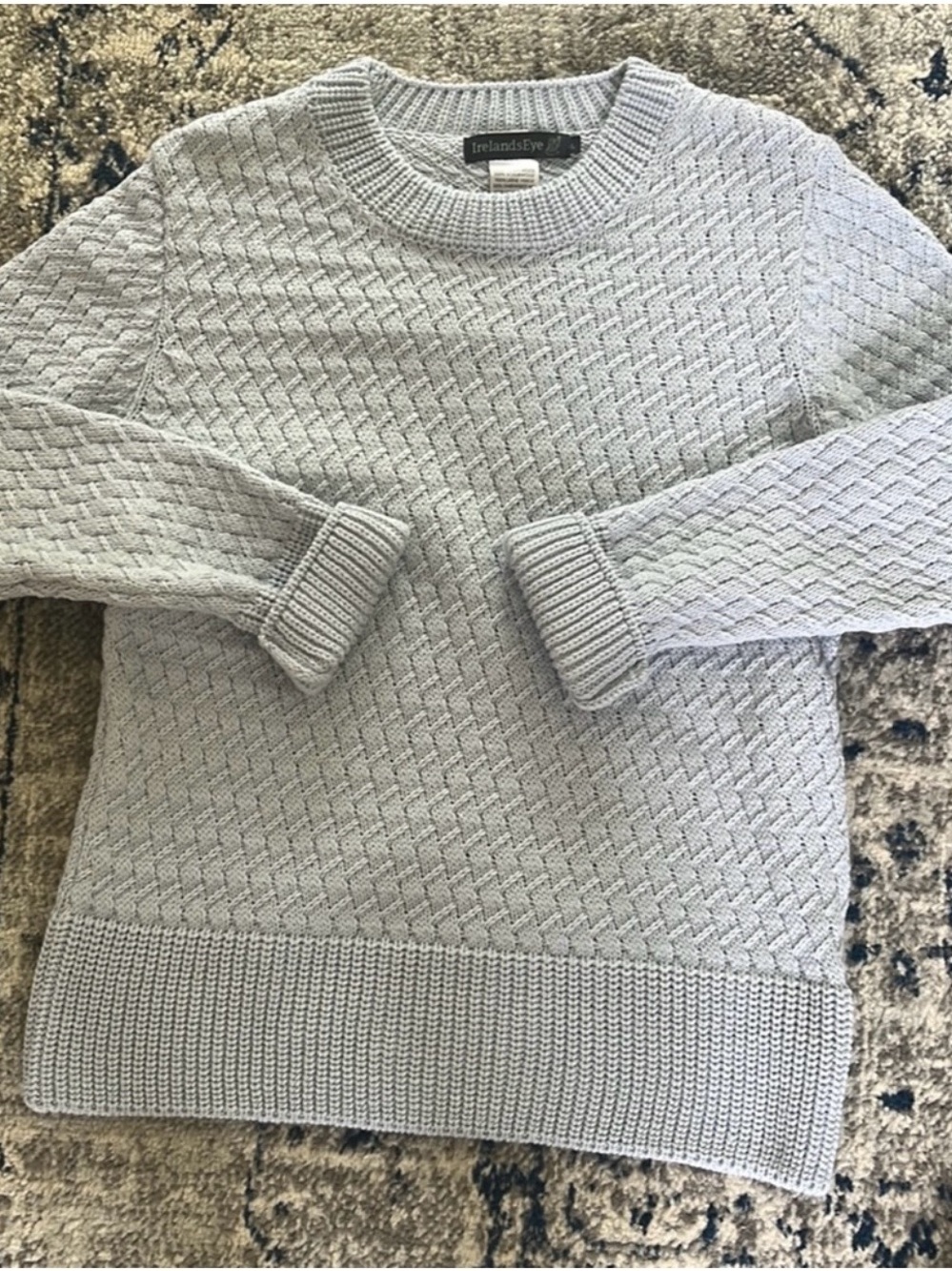 Women's Ireland’s Eye Light Blue 100% Wool Knit Crewneck Sweater